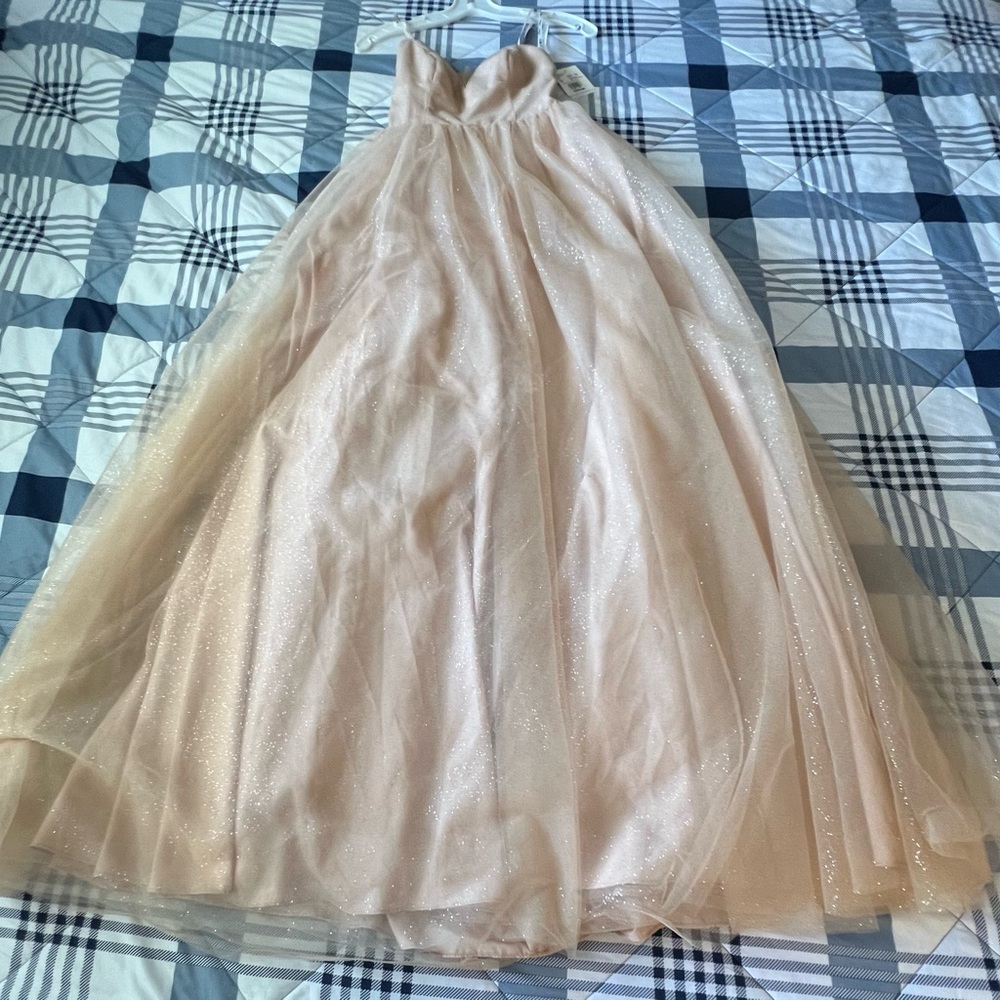 David's Bridal Sparkling Pink Prom Dress